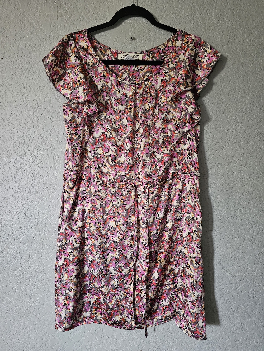 Annabelle Pink Multicolor Floral Ruffle-Sleeve Mini Dress